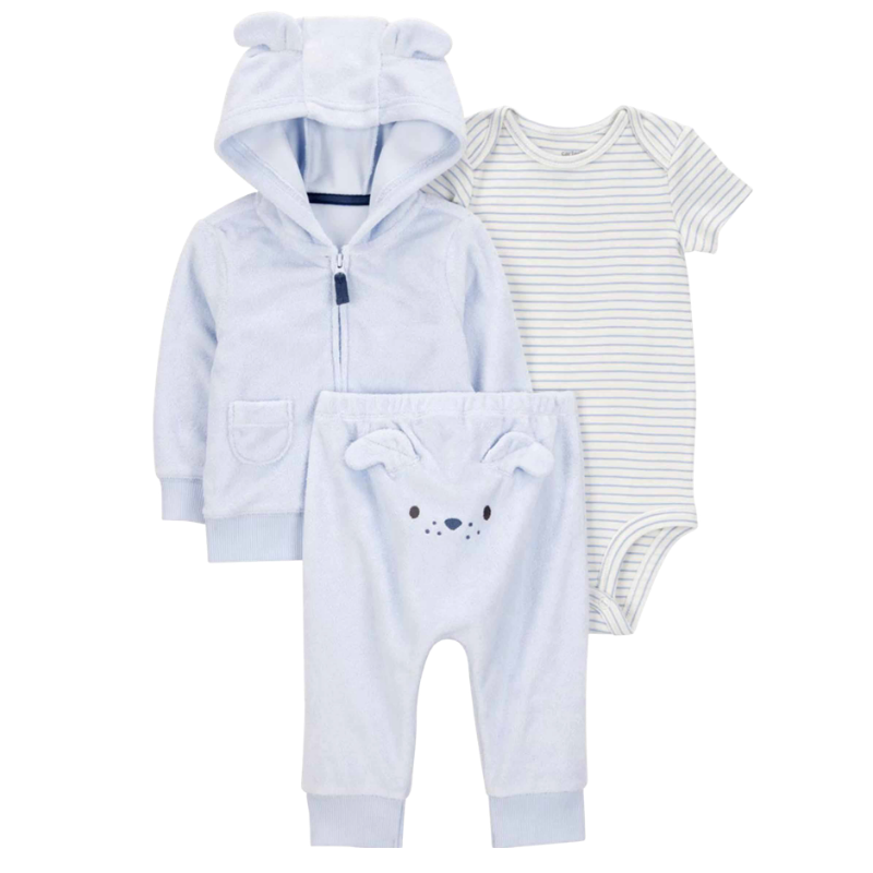 Conjunto 3 piezas perrito celeste para bebé 🐶🩵