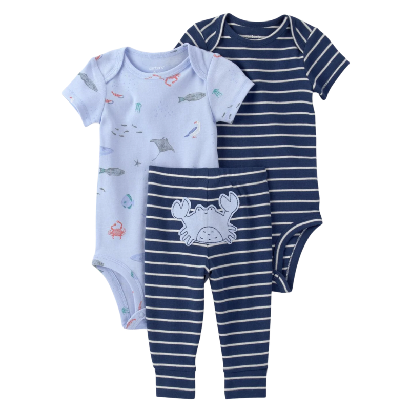 Conjunto  3 piezas animalitos marinos para bebé 🦀🌊