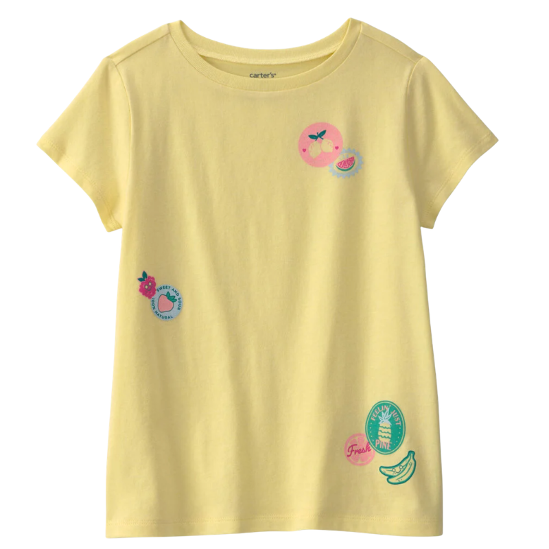 Blusa amarilla con estampado de frutas para niña 🍋🍉💛
