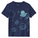 Camiseta azul marino estampada de dinosaurio espacial para niño 🚀🦖🌌