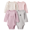 Set de 4 bodys manga larga para bebé niña 🐨🌸💕