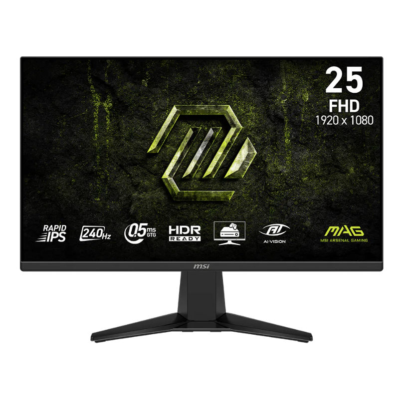 MONITOR GAMING MSI 25" MAG 255F X24 PLANA 1920X1080 FULL HD 240 HZ RAPID IPS AMD FREESYNC PREMIUM HDMI / DISPLAYPORT 9S6-3BC91M-001