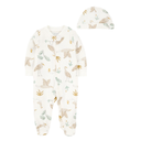 Pijama de dos  piezas para bebito con zipper de doble vía y gorrito
