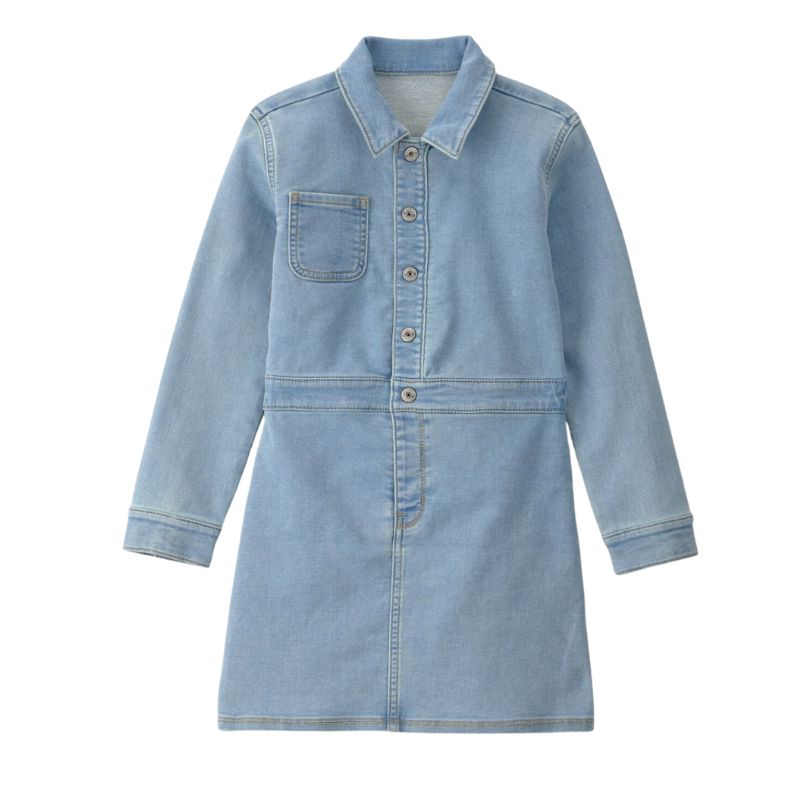 Vestido camisero de mezclilla para niña