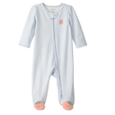 Pijama enteriza cuadros celestes con durazno para bebé niña 🍑💙