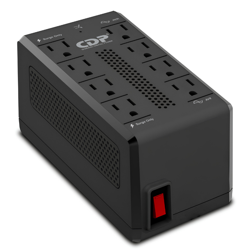 REGULADOR DE VOLTAJE CDP RAVR1408 1400VA/700W 8 TOMAS 80 150V REGULACIÓN AUTOMÁTICA