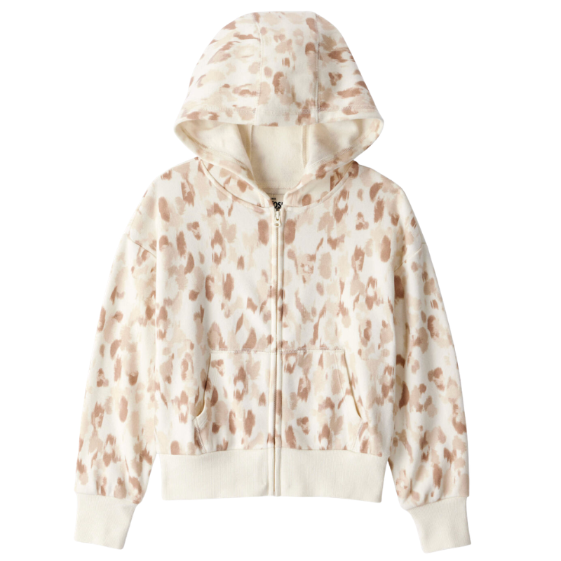 Abrigo afelpado con estampado animal print para niña