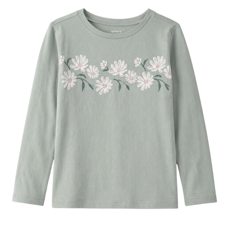 Blusa de manga larga con estampado de flores para niña