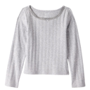 Blusa acanalada pointelle de manga larga para niña