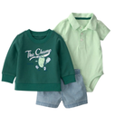 Set de 3 piezas con sudadera, mameluco y short para bebito