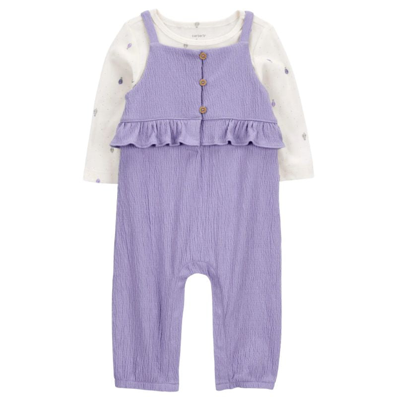Conjunto de 2 piezas para bebé con overol y blusa de manga larga