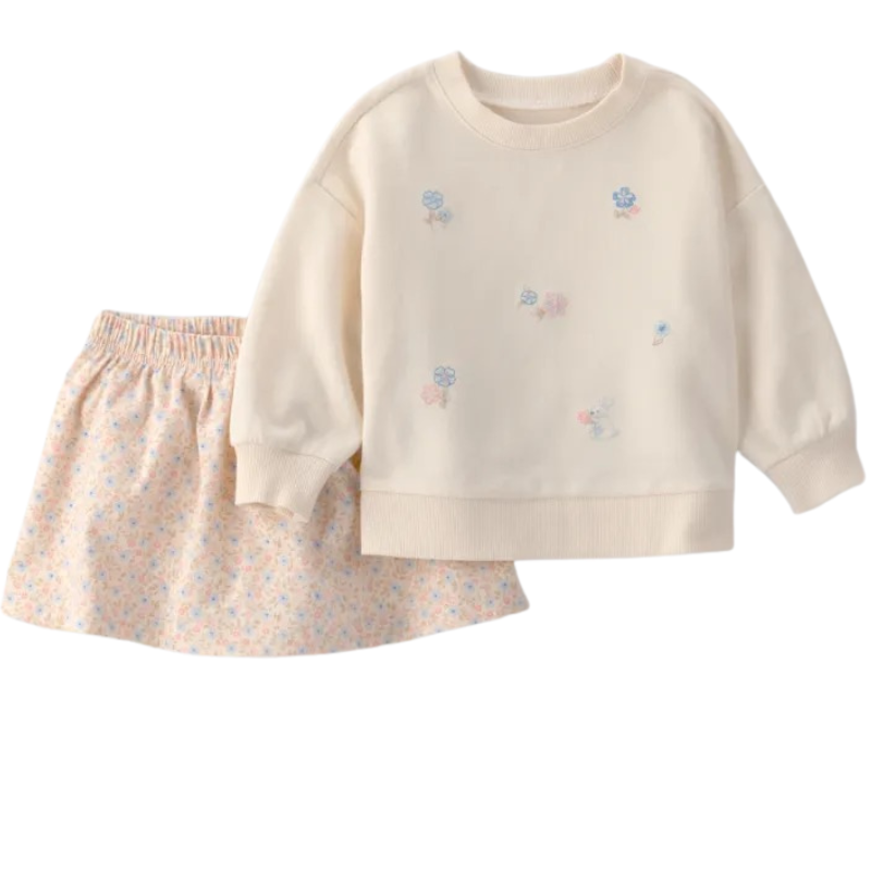 Conjunto de 2 piezas con sudadera y enagua short para niña