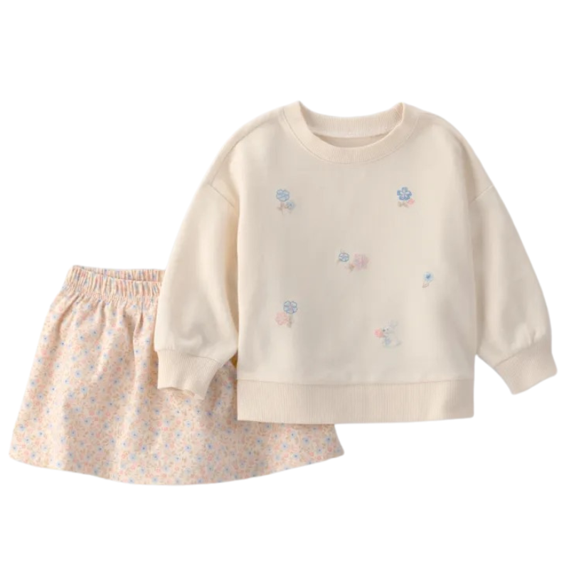 Conjunto de 2 piezas con sudadera y enagua short para bebita