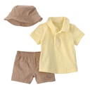 Conjunto de 3 piezas con camiseta tipo polo, short y sombrero para bebito