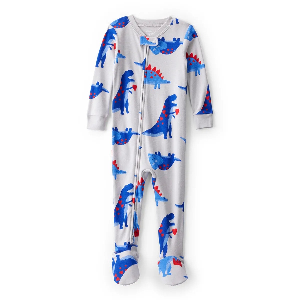 Pijama 1 pieza con pie de algodón para niño con estampado de dinosaurios