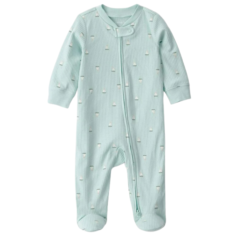 Pijama de 1 pieza acanalado con veleros para bebé