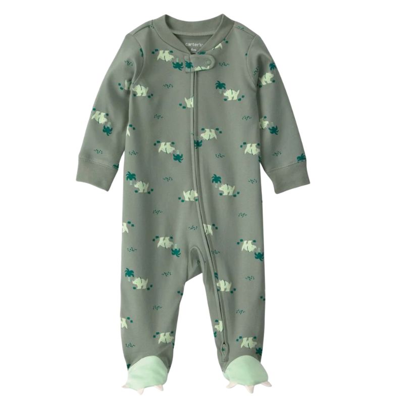 Pijama entera de algodón con cierre de dos vías y diseño de dinosaurios para bebé
