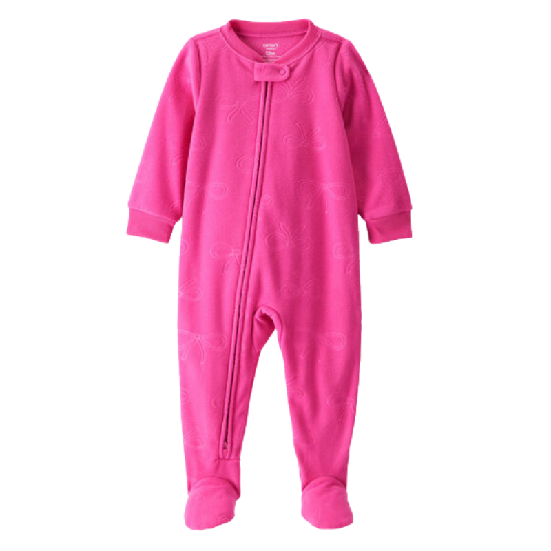 Pijama 1 pieza de fleece con lazos en relieve para bebé