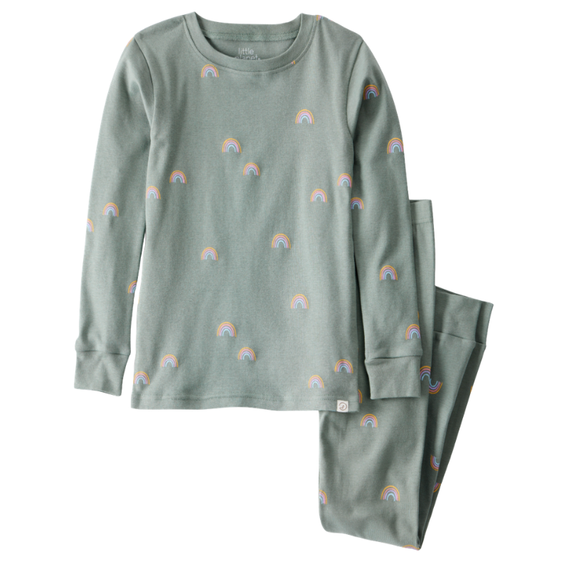 Pijama de 2 piezas de algodón orgánico con estampado de arcoíris para niño