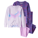 Set de 4 pijamas de algodón manga larga para bebita