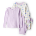 Set de 4 piezas de pijamas de algodón con estampado espacial para bebé