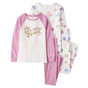 Pijama de 4 piezas de algodón para niña
