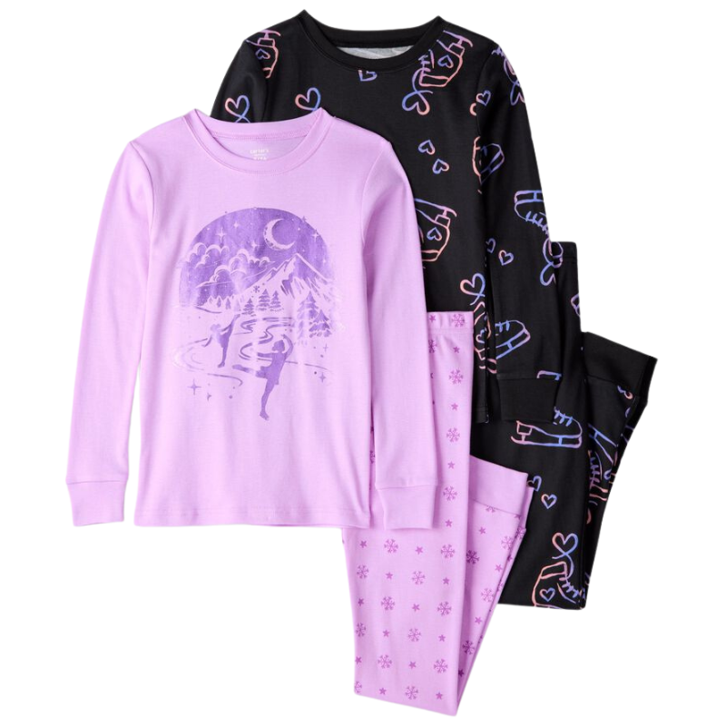 Pijama de 4 piezas de algodón para niña