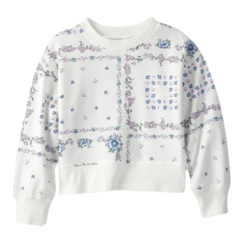Sudadera afelpada con estampado floral para niña