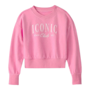 Sudadera corta afelpada con estampado para niña