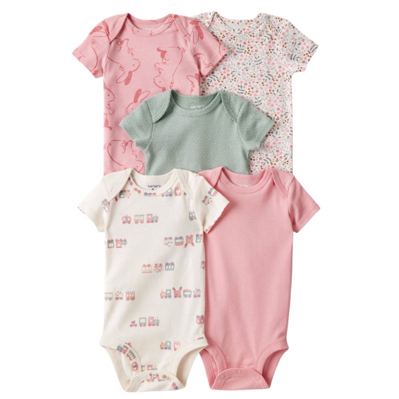 Set de 5 bodys de manga corta para bebé niña