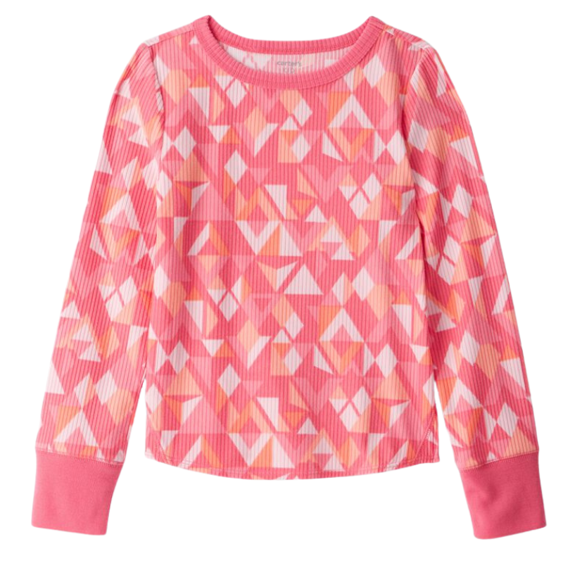 Blusa acanalada de manga larga para niña
