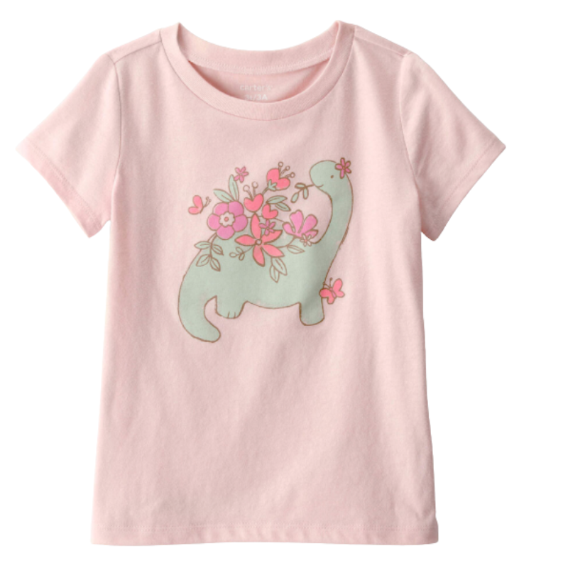 Conjunto  de manga corta con dinosaurio floral para niña