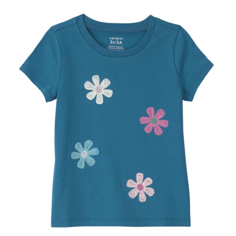 Blusa con flores estampada florecitas tejidas para niña