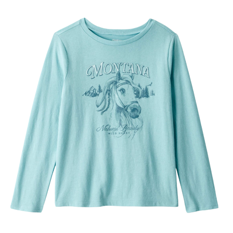 Blusa de manga larga con diseño de caballo para niña