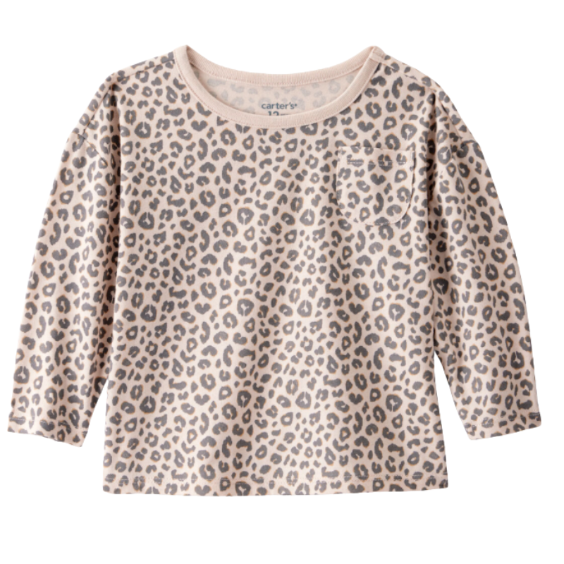 Blusa de manga larga con estampado de leopardo para bebita