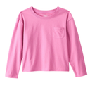 Blusa rosada de manga larga con bolsillo para niña