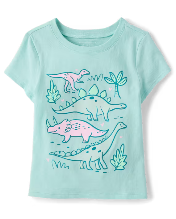 Blusa celeste con dinosaurios para niña