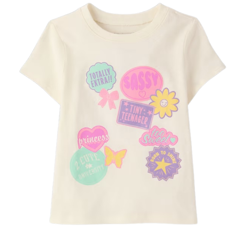 Blusa marfil con estampado divertido para niña