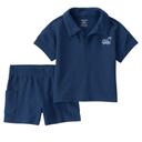 Conjunto 2 piezas tipo polo con short azul para bebito