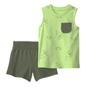 Conjunto 2 piezas camiseta de dinosaurios y short verde