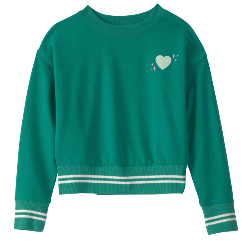 Pullover verde con corazón para niña