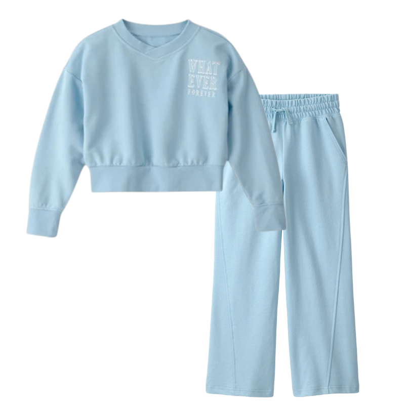 Conjunto de 2 piezas con sudadera corta y pantalón para niña