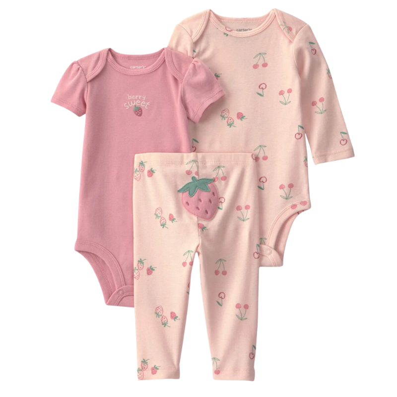 Conjunto Carter’s de 3 Piezas – Dulces Fresitas 🍓