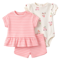 Conjunto 3 piezas floral con blusa y mameluco para bebita