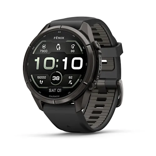 SmartWatch Garmin Fenix 9 Pro 43mm Carbon Gray DLC Titanium with Black/Pebble Gray Silicone Band 010-04335-15