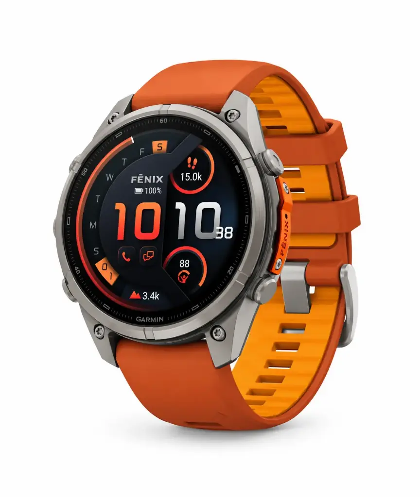 SmartWatch Garmin Fenix 9 Pro inReach 47mm Titanium with Autumn Orange/Spark Orange Silicone Band 010-04336-00