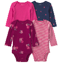 Set de 4 Bodys para Bebita – Flores y Rosados 🌸