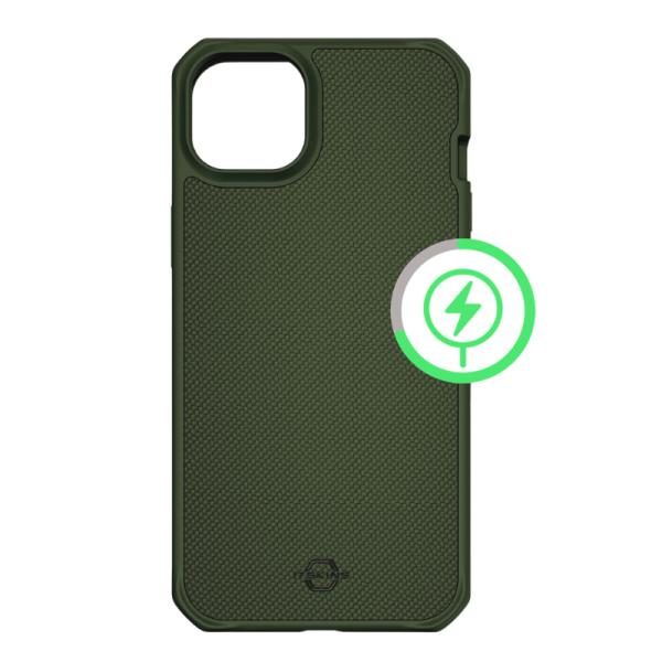 Funda ITSKINS Ballistic R Nylon para iPhone 14 Pro Max con MagSafe, Verde oliva