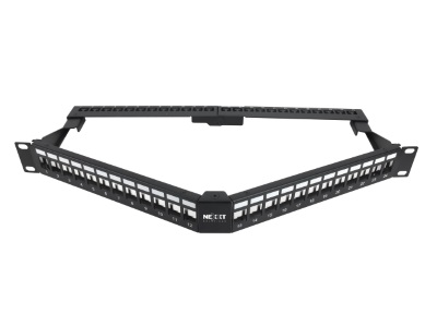 Patch panel Nexxt Solutions Infrastructure para rack Angulado tipo keystone PCGPSMO1U24ANBK
