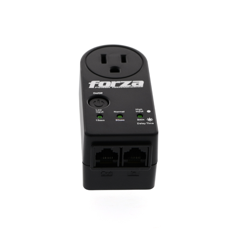 Supresor de sobrevoltaje Forza Surge Zion 2K10 - 110V US - 1 RJ45 - 1 Salida - Rango de Voltaje 90-140 VAC FVP-1201N